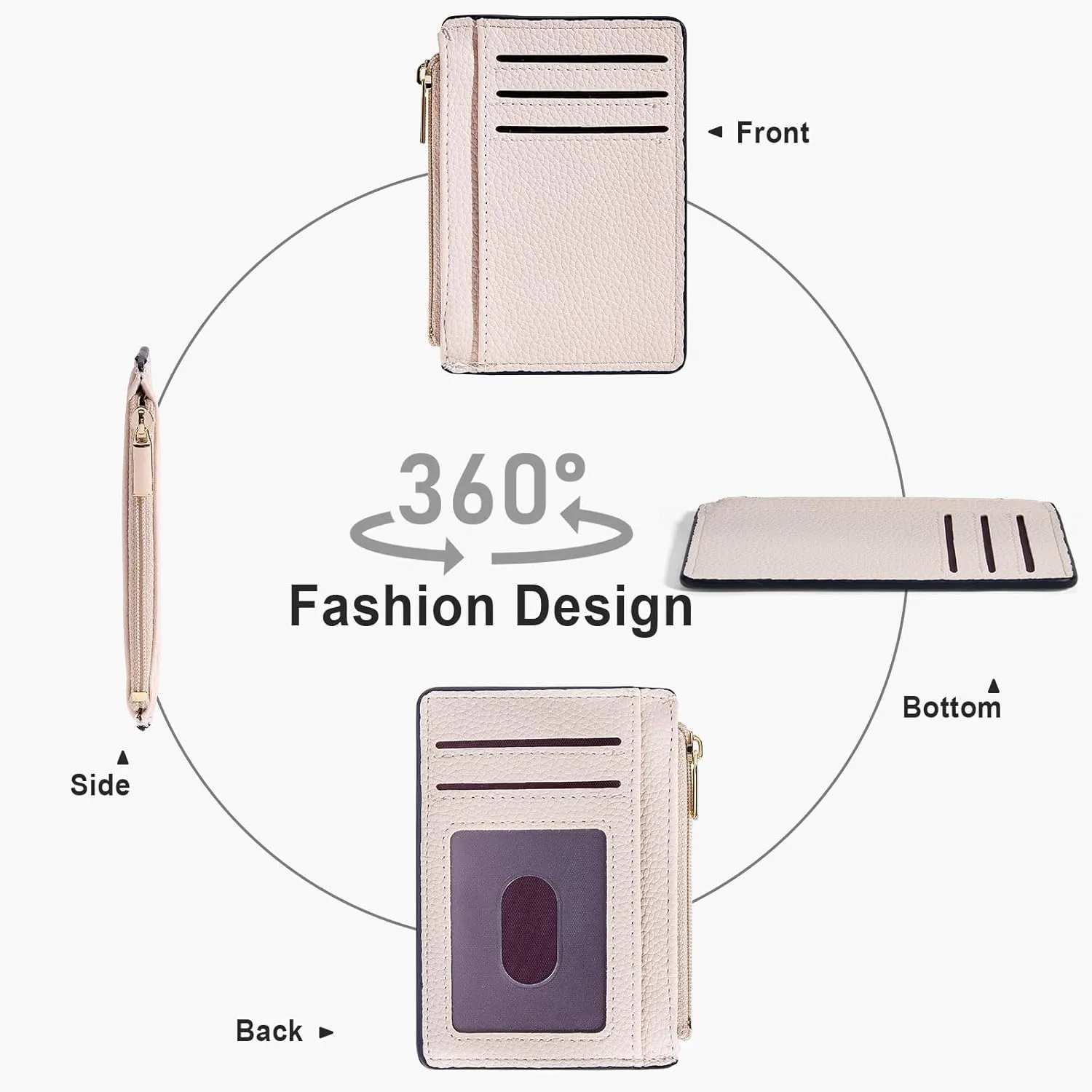Credit Card Holder for Women Slim Minimalist Front Pocket RFID Blocking Wallet Small Compact Card Case with ID Window