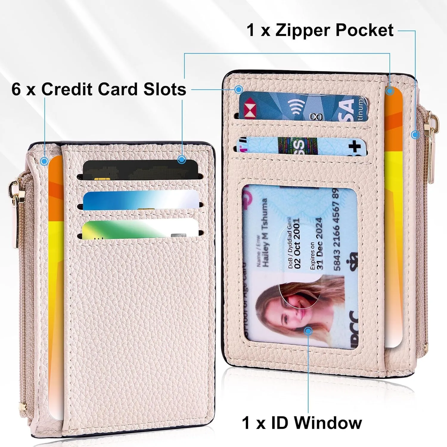 Credit Card Holder for Women Slim Minimalist Front Pocket RFID Blocking Wallet Small Compact Card Case with ID Window
