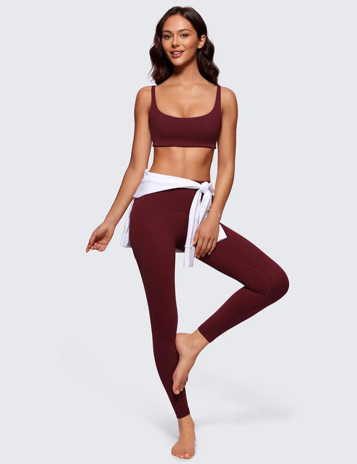 CRZ YOGA Butterluxe Spaghetti Strap Sports Bras for Women - Square Neck Yoga Wireless Low Coverage Padded Cami Crop Top