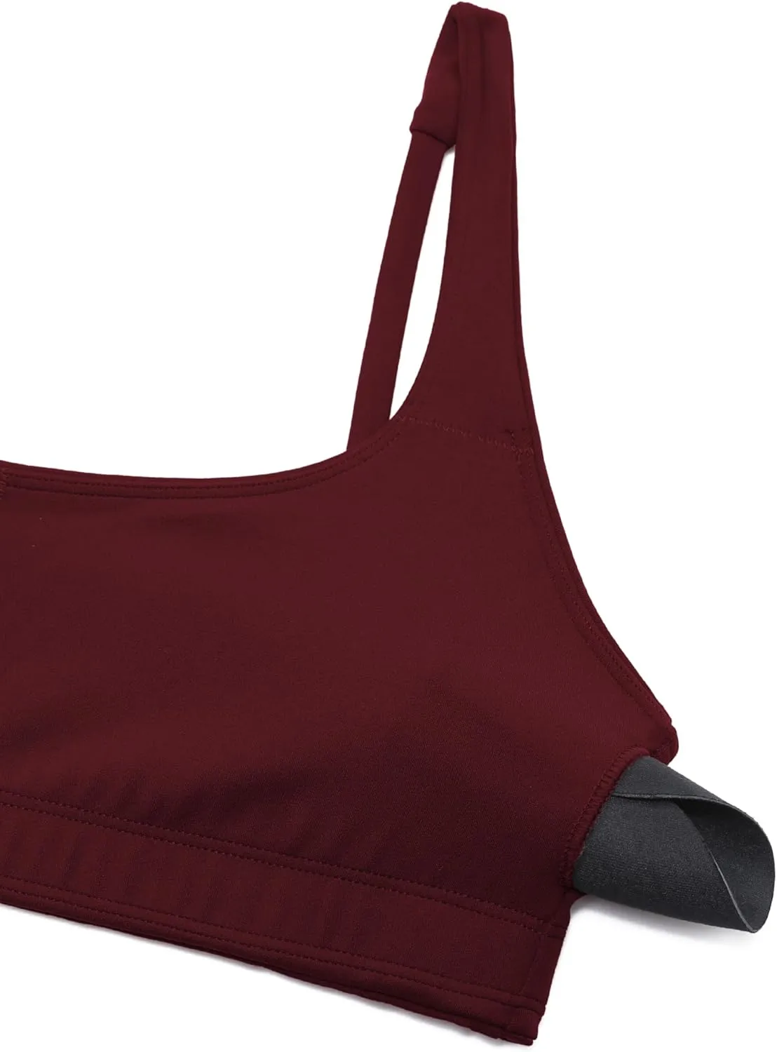 CRZ YOGA Butterluxe Spaghetti Strap Sports Bras for Women - Square Neck Yoga Wireless Low Coverage Padded Cami Crop Top