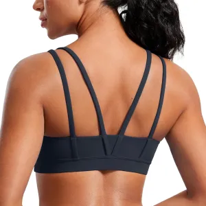 CRZ YOGA Softness Mold Butterluxe V Neck Sports Bras for Women - Workout Top Double Spaghetti Straps Wireless Yoga Clothes