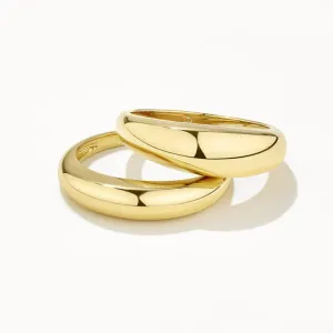 Curve Dome Ring Set in Gold
