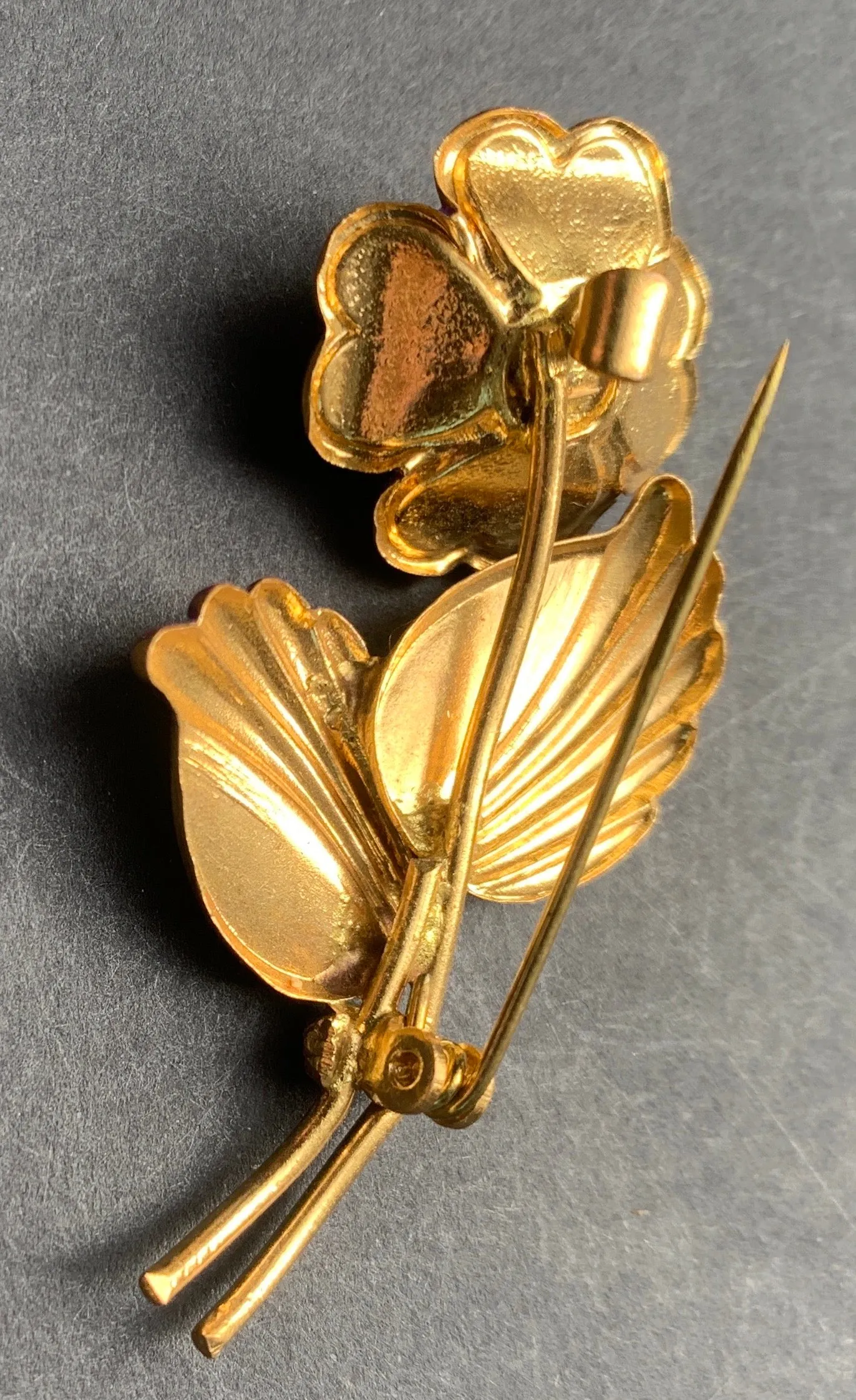 Deco Shimmery Lilac and Gold Vintage Brooch