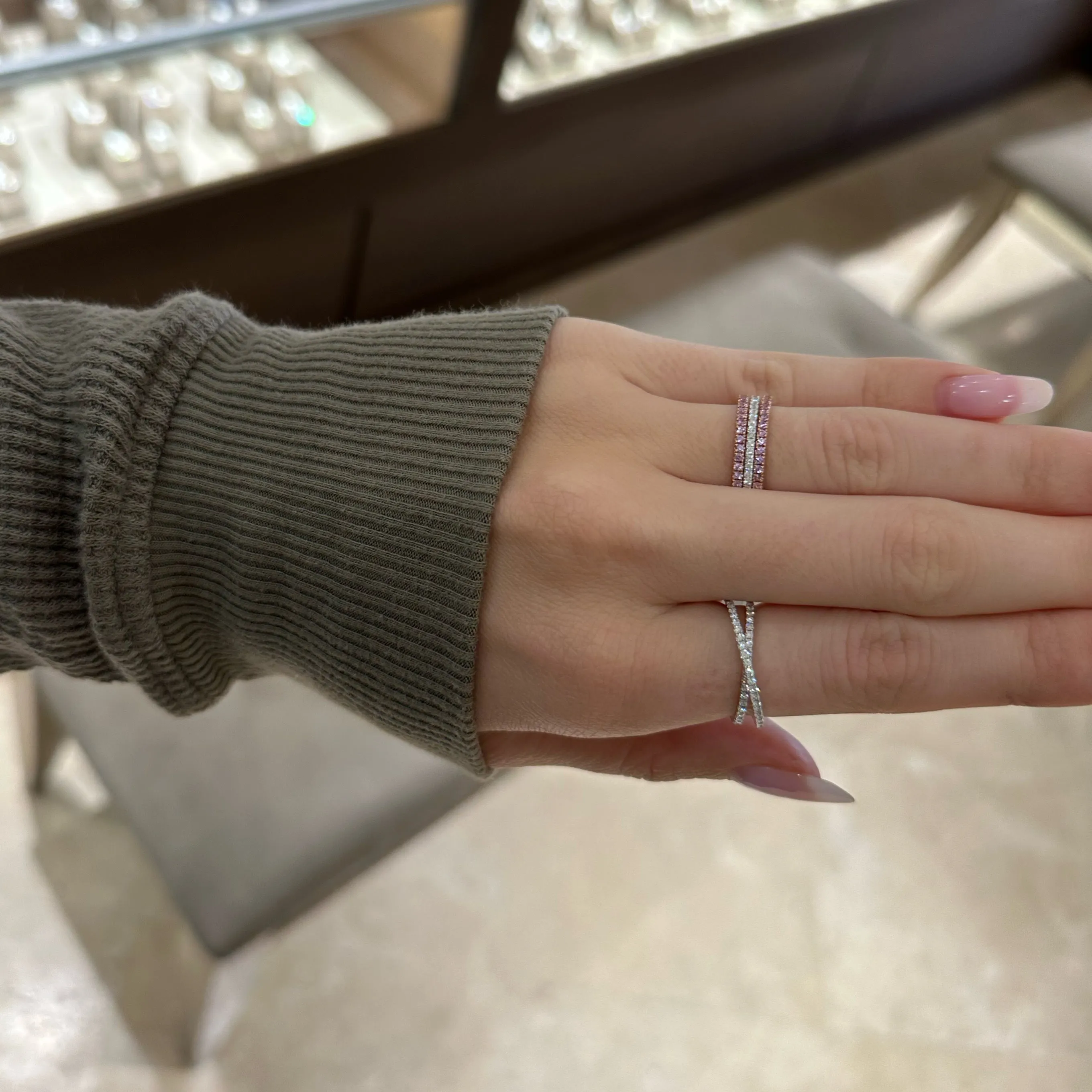 Diamond Slim Crossover Ring