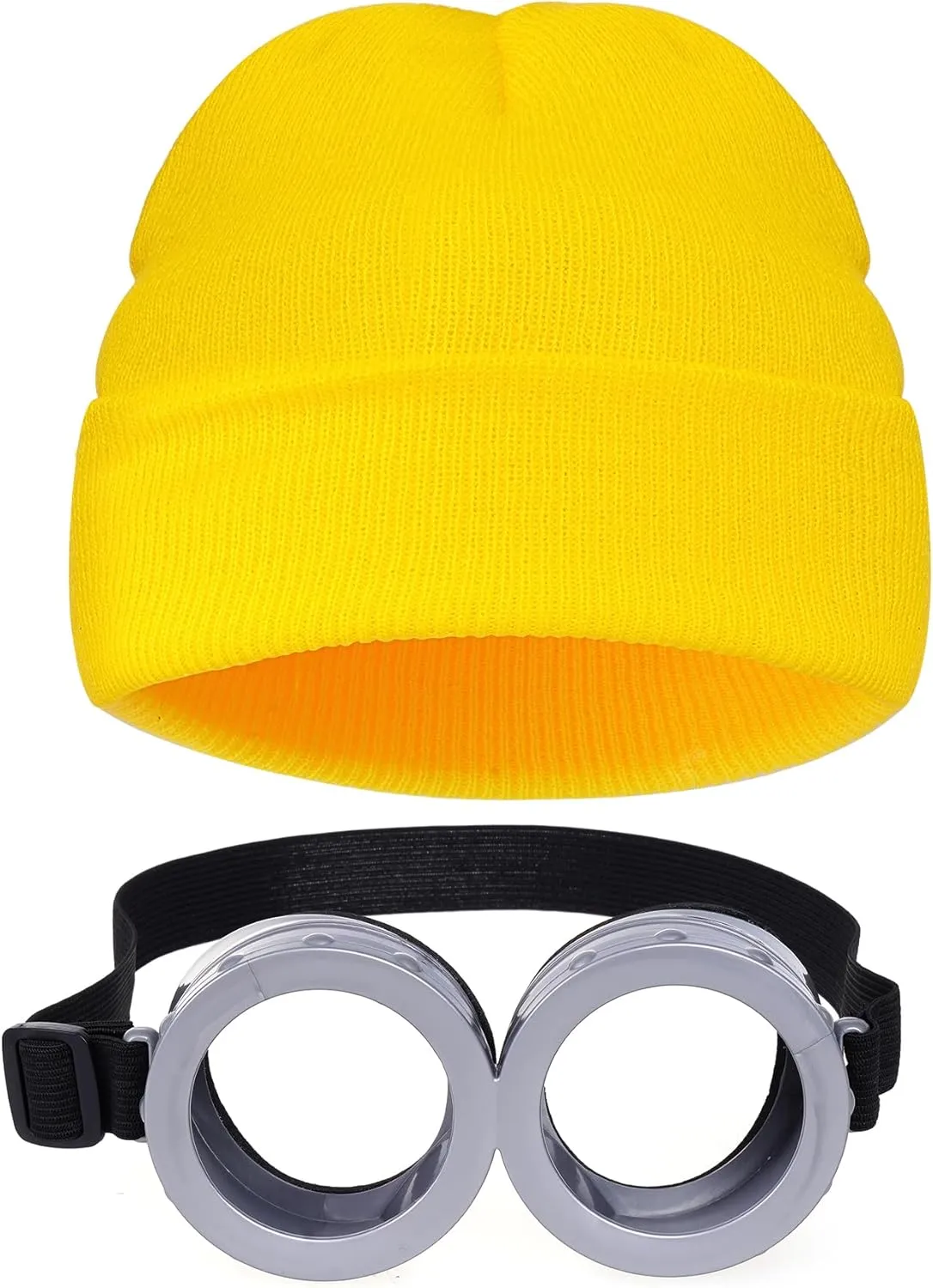 Dxhycc Steampunk Goggles Glasses and Yellow Beanie Knit Hat Cosplay Costumes Accessories for Halloween Dress Up Party
