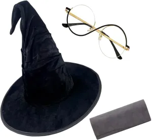 Elphaba Glasses Witch Hat Cosplay Costume Accessories Movie Halloween Carnival Party Props Set