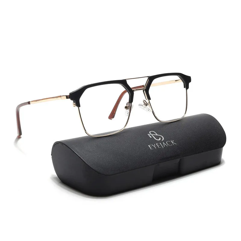 Eyejack Turbo Black & Golden Wayfarer Eyeglasses for Men & Women
