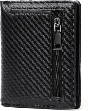 GAEKEAO Mens Wallet Slim Bifold RFID Blocking Thin Credit Card Holder Genuine Leather Minimalist Front Pocket Wallets for Men with Zipper Coin Pocket