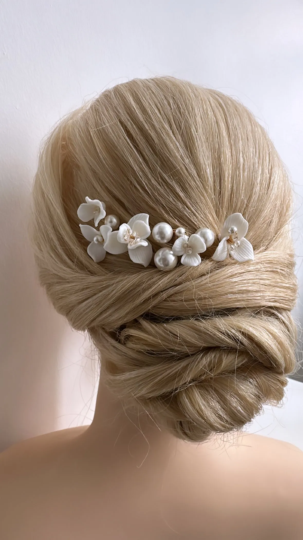 Georgina - Ceramic Pearl Bridal Hair Pins Gold