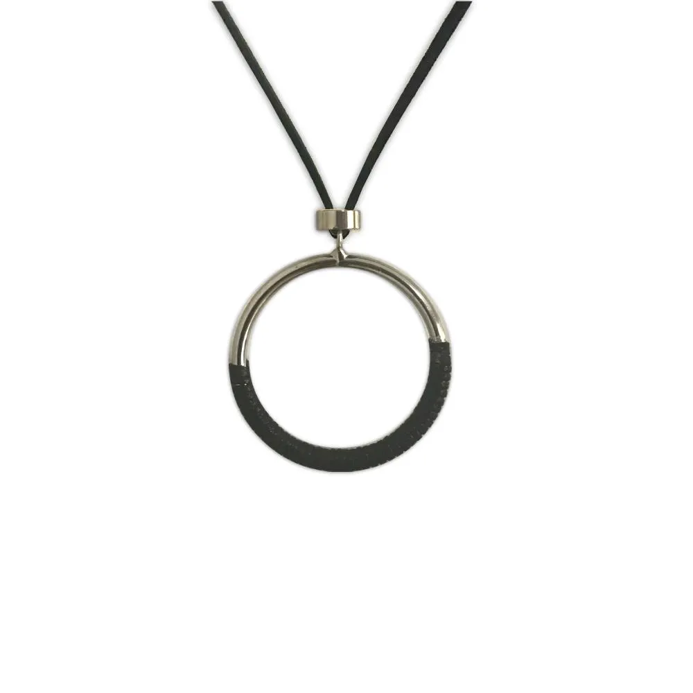 Glasses Holder Eyeglasses Necklace with Metal Hoop - Silver