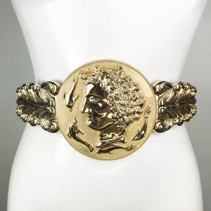Gold Coin Buckle Corset Elastic Belt
