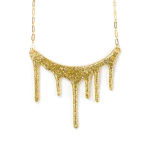 Gold Glitter Necklace / Gold Resin Necklace / Glitter Gift - Melt