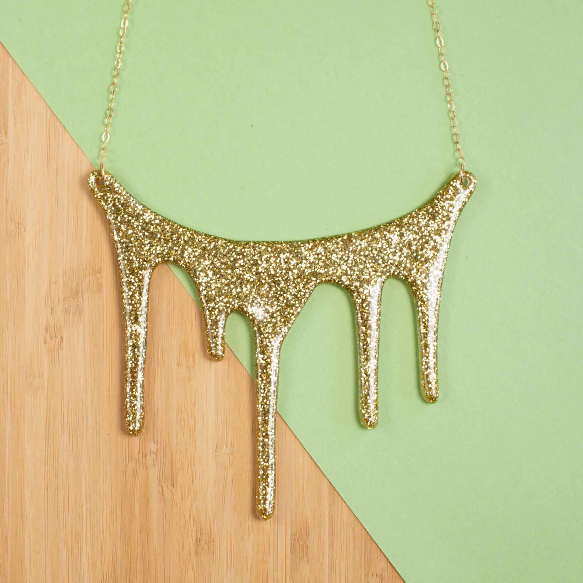 Gold Statement Necklace - Drip