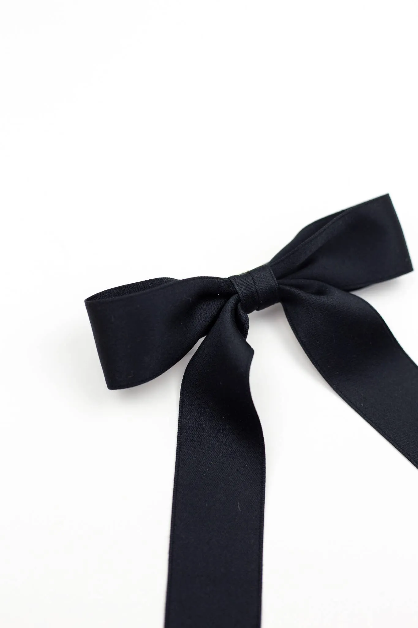 Grace & Grandeur Florence Black Matte Satin Bow