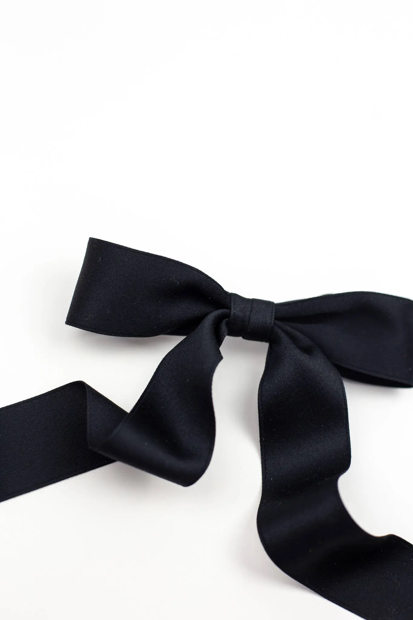 Grace & Grandeur Florence Black Matte Satin Bow