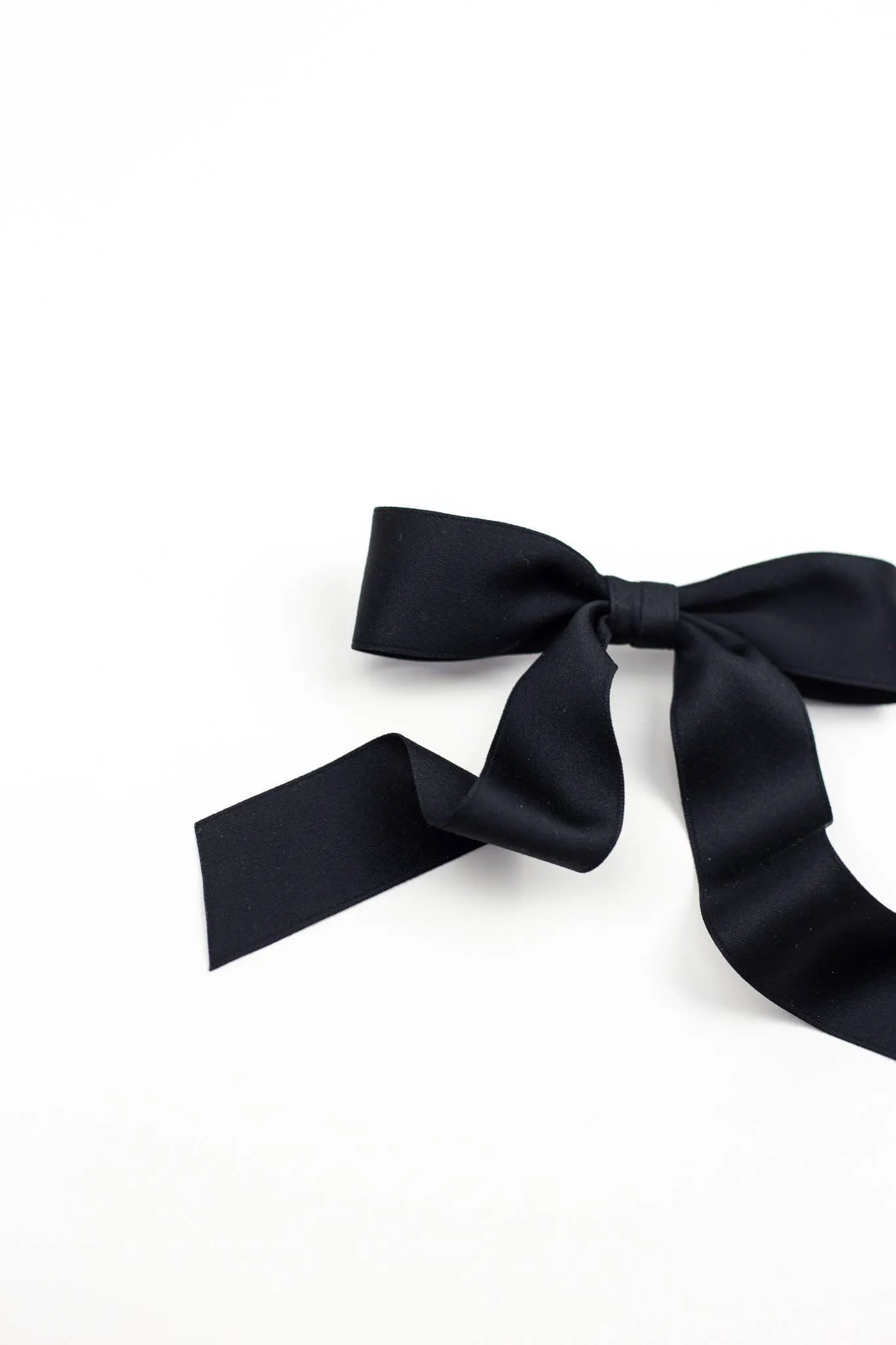 Grace & Grandeur Florence Black Matte Satin Bow