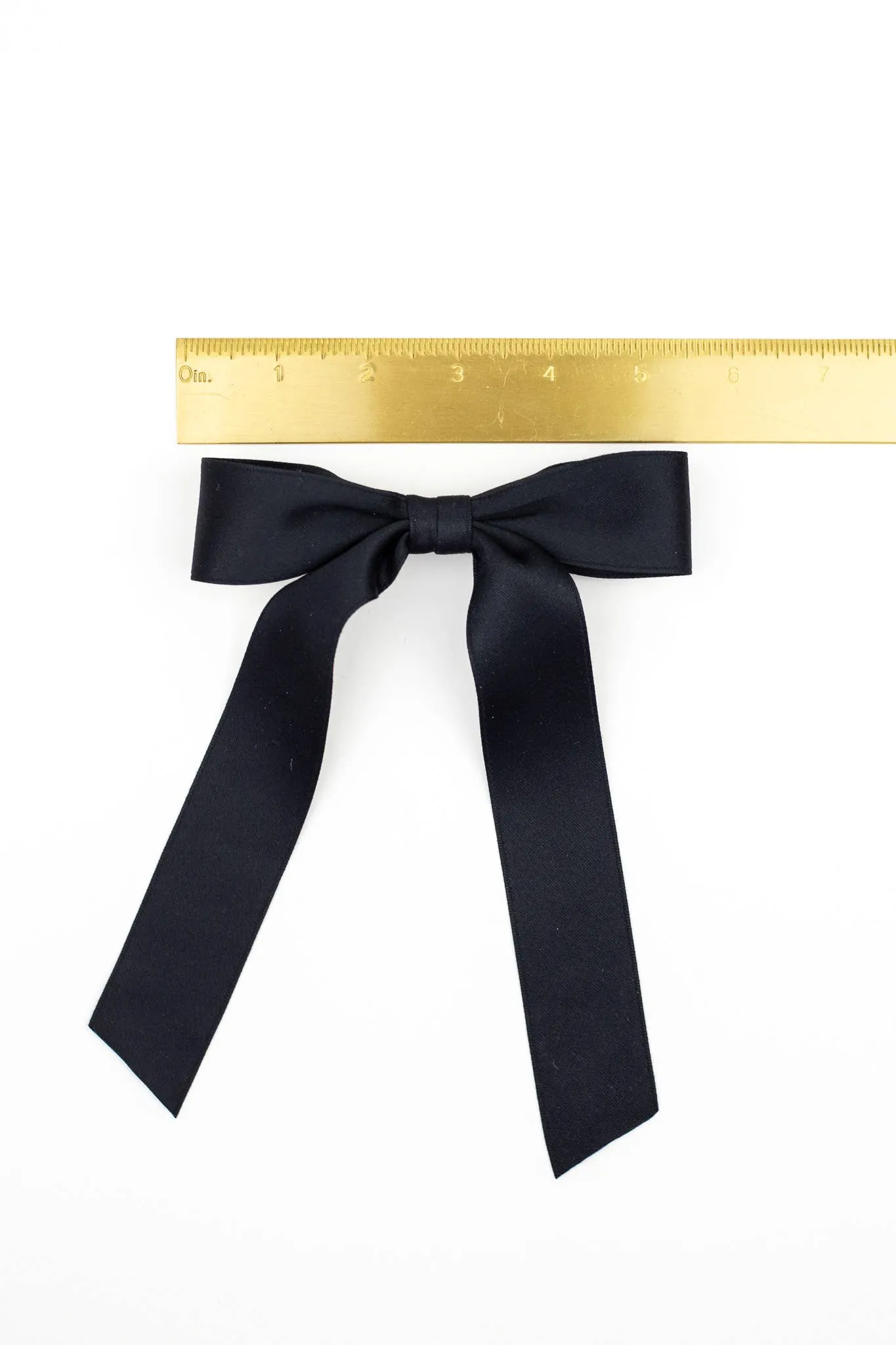 Grace & Grandeur Florence Black Matte Satin Bow