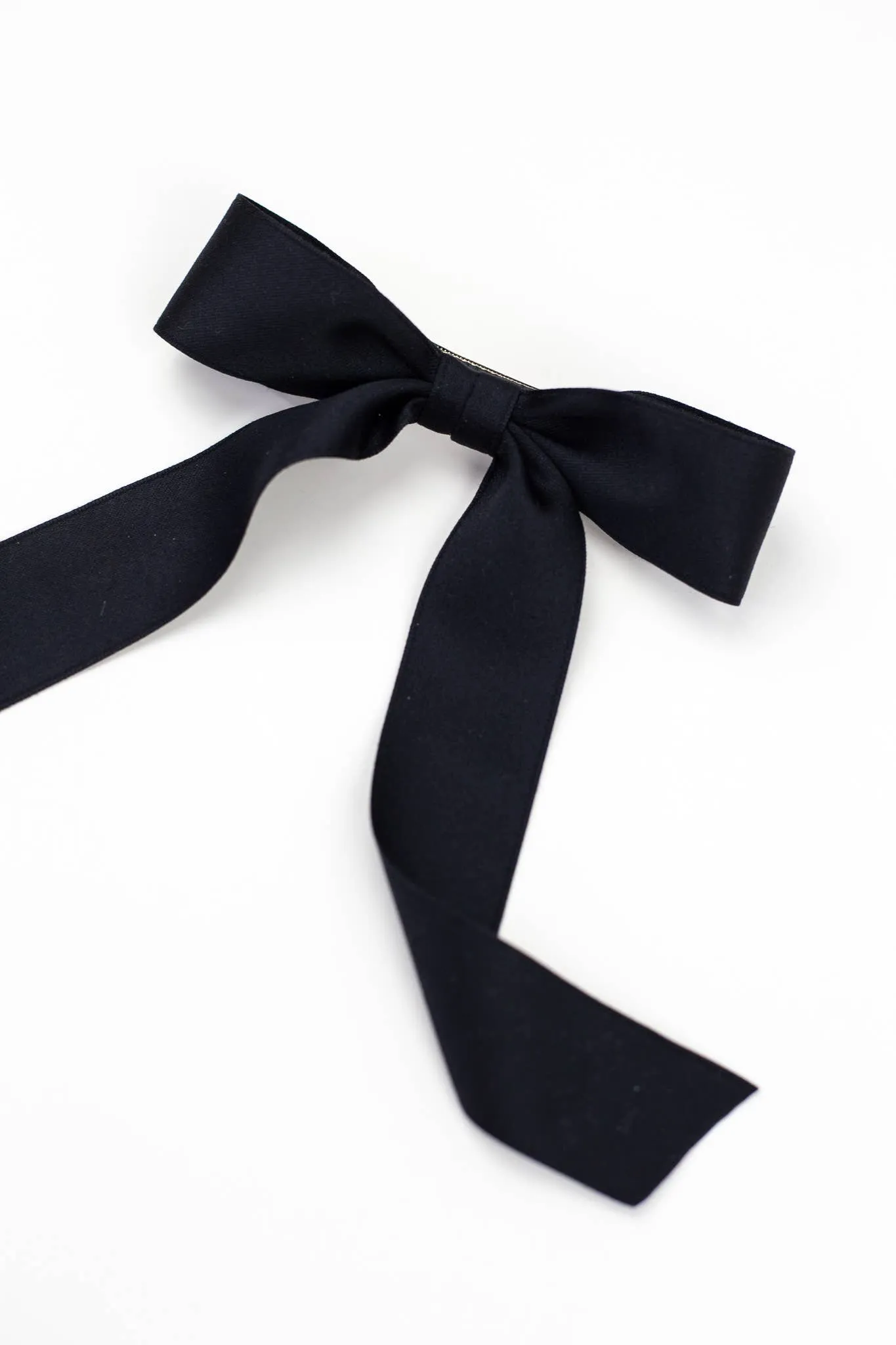 Grace & Grandeur Florence Black Matte Satin Bow