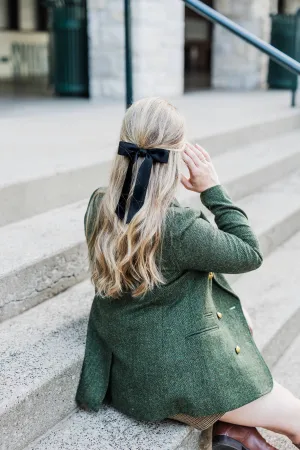 Grace & Grandeur Florence Black Matte Satin Bow
