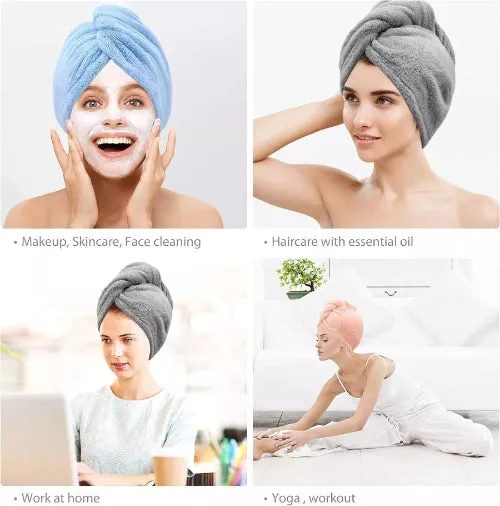 HAIR TOWEL WRAP 3 PACK HAIR TOWEL TURBINE COTTON SHOWER HAT CAP QUICK DRY