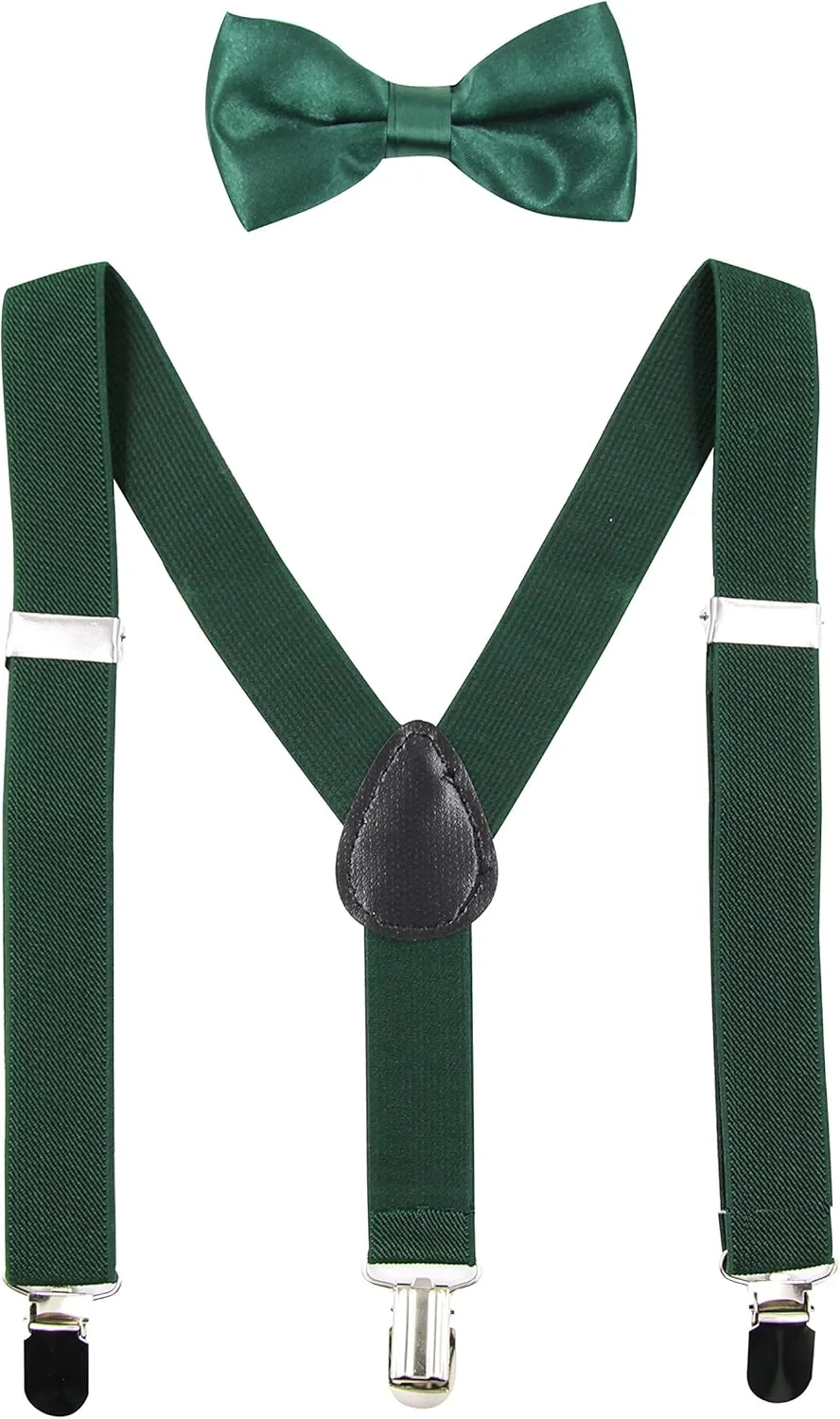 HANERDUN Kids Suspenders Bowtie Sets Adjustable Suspender Set for Boys and Girls