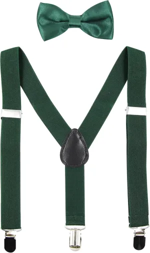 HANERDUN Kids Suspenders Bowtie Sets Adjustable Suspender Set for Boys and Girls