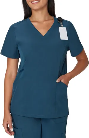 Hanes Women's Scrubs Healthcare Top, Moisture-Wicking Stretch Scrub Shirts, Ribbed Side Panels