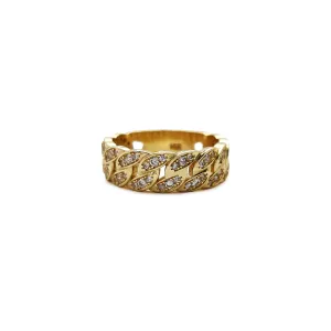 Iced-Out Slim Cuban Ring (14K)