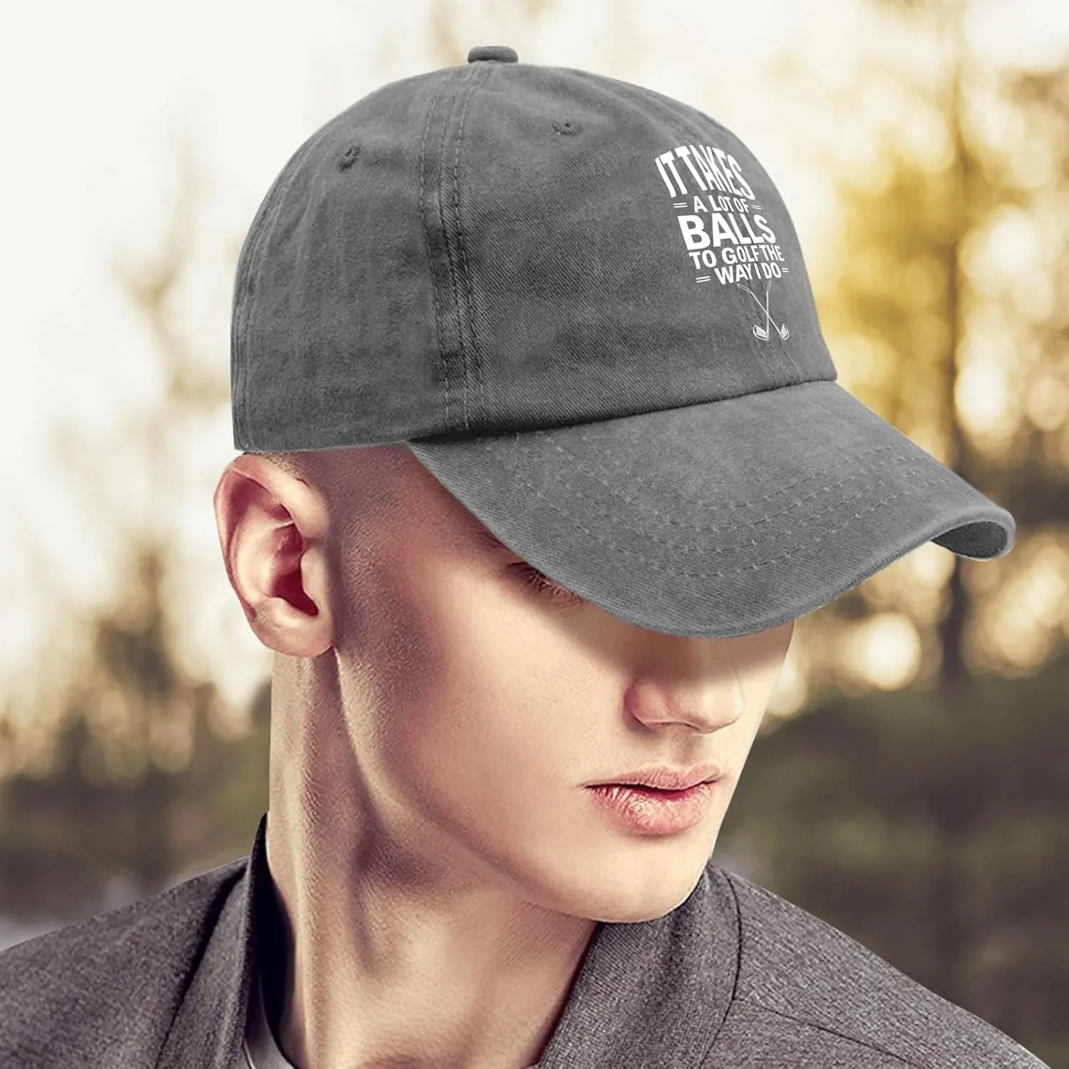 It Takes A Lot of Balls to Golf The Way I Do Caps Mens Cap Pigment Black Golf Hats Men Gifts for Him Beach Cap