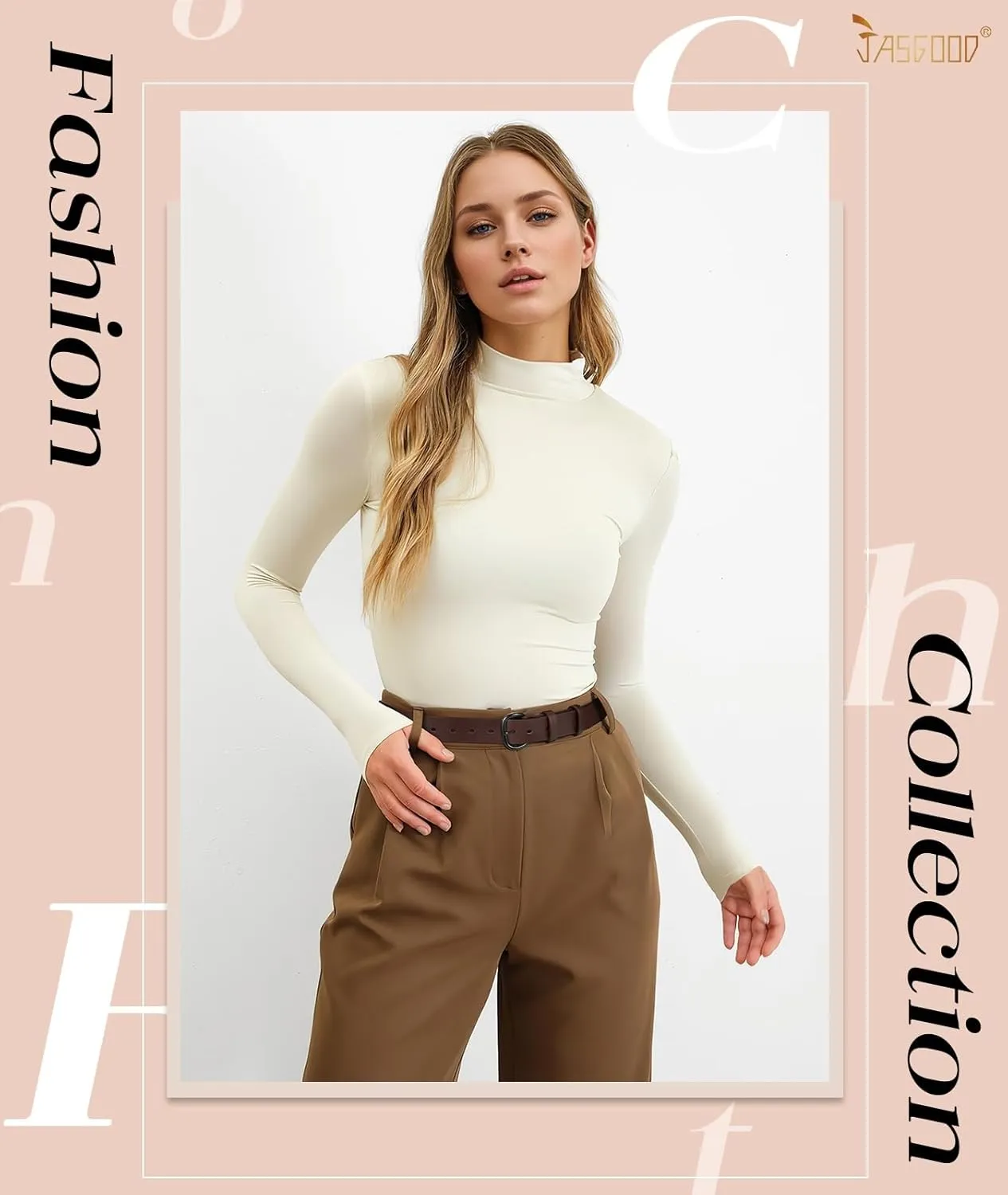 JASGOOD Women Leather Belt for Jeans Pants Gold Buckle Lady Casual Dress Waist Belt