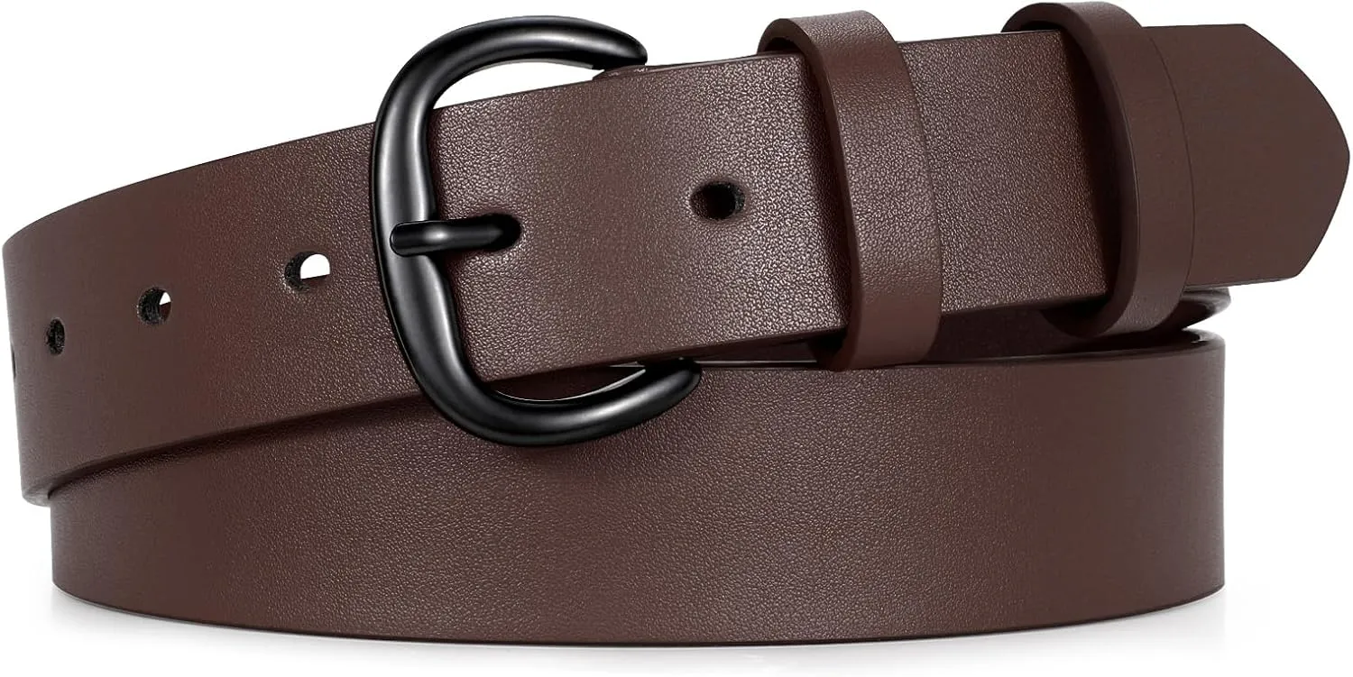 JASGOOD Women Leather Belt for Jeans Pants Gold Buckle Lady Casual Dress Waist Belt