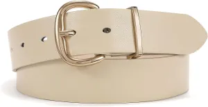 JASGOOD Women Leather Belt for Jeans Pants Gold Buckle Lady Casual Dress Waist Belt