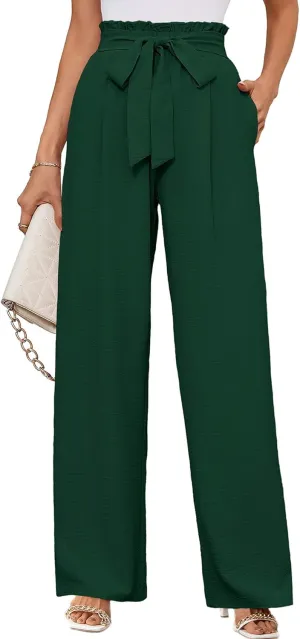 KORSIS Women's Wide Leg Lounge Pants Lightweight High Waisted Loose Work Elastic Casual Outfits Trousers with Pockets (S-2XL)