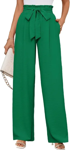 KORSIS Women's Wide Leg Lounge Pants Lightweight High Waisted Loose Work Elastic Casual Outfits Trousers with Pockets (S-2XL)