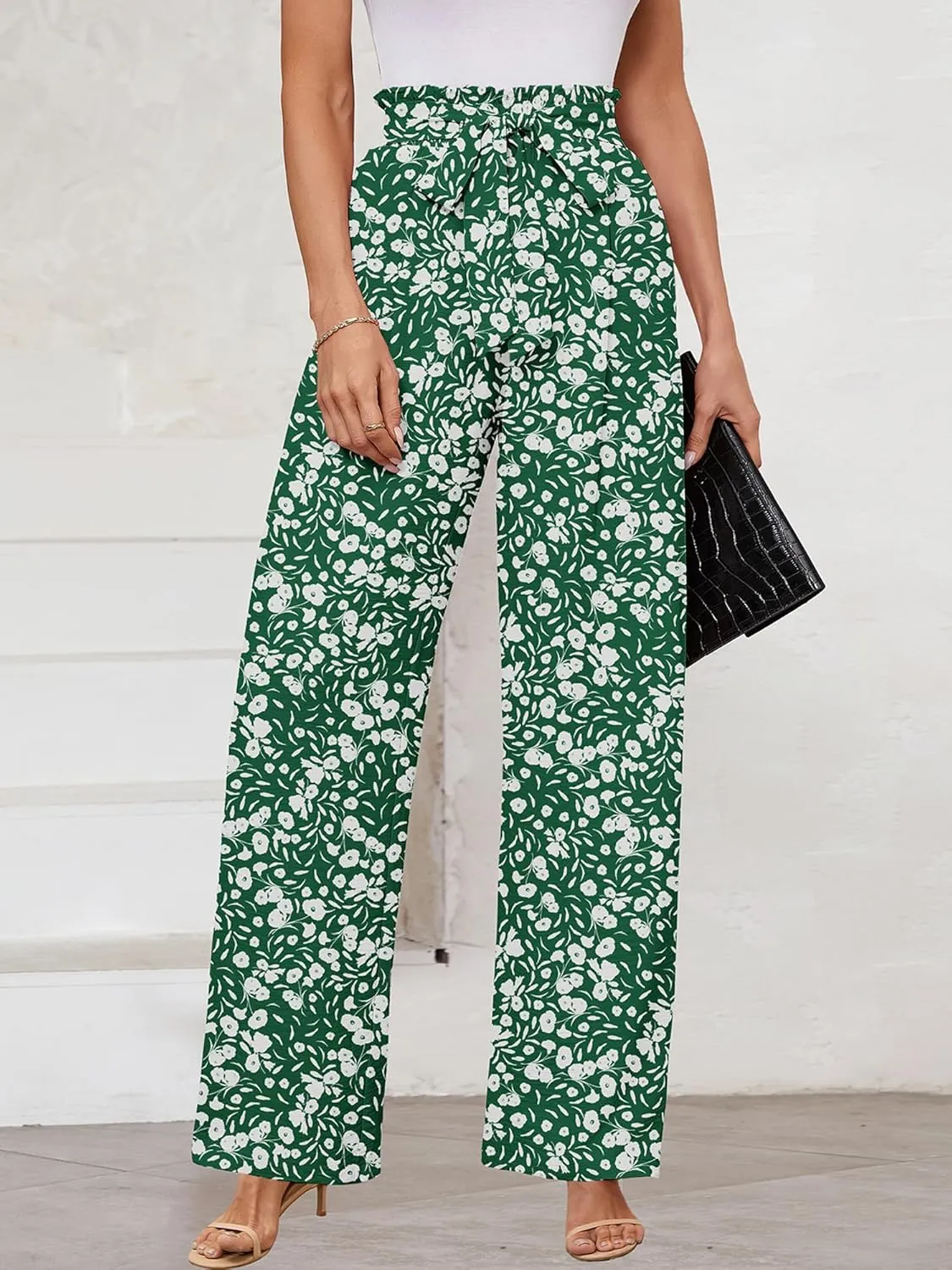 KORSIS Women's Wide Leg Lounge Pants Lightweight High Waisted Loose Work Elastic Casual Outfits Trousers with Pockets (S-2XL)