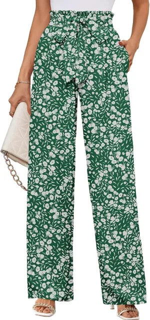 KORSIS Women's Wide Leg Lounge Pants Lightweight High Waisted Loose Work Elastic Casual Outfits Trousers with Pockets (S-2XL)