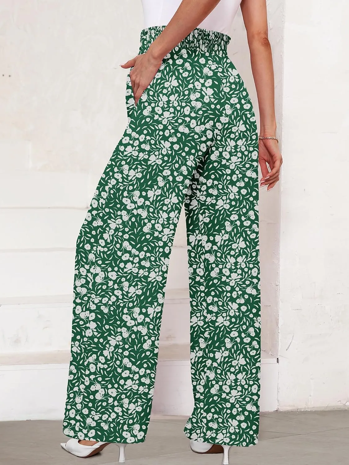 KORSIS Women's Wide Leg Lounge Pants Lightweight High Waisted Loose Work Elastic Casual Outfits Trousers with Pockets (S-2XL)