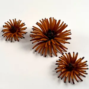 Late 60s/ Early 70s Enamel Flower Brooch & Earring Set