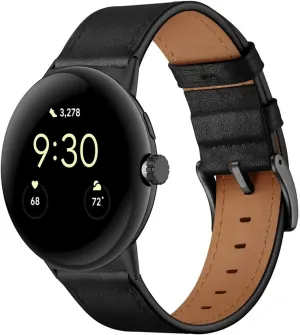 Leather Bands Compatible for Google Pixel Watch Band Leather for Men, Pixel Watch Wristband Adjustable Clasp Strap for Google Pixel Watch