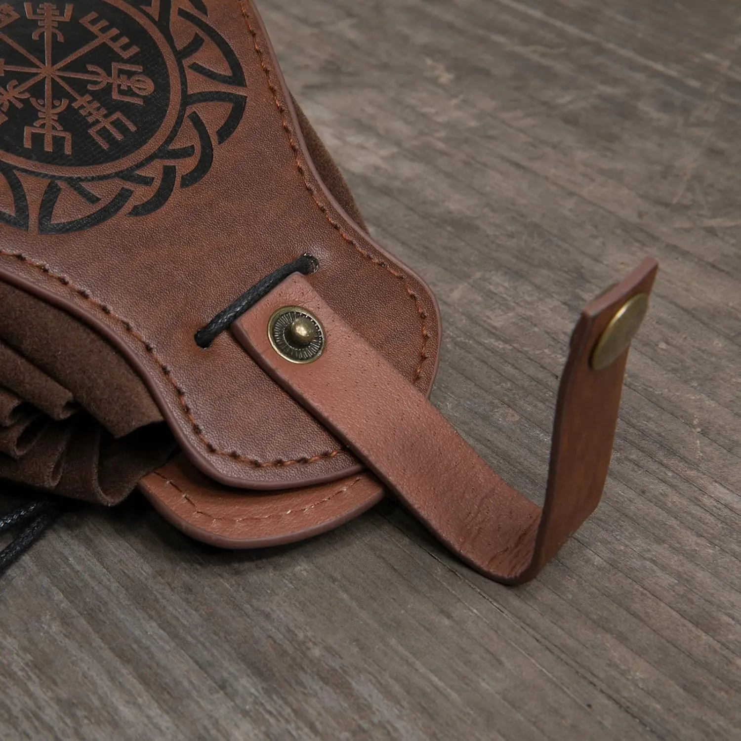 Leather Belt Pouch Medieval Vintage Renaissance Viking LARP Cosplay Costumes Drawstring Coin Purse Phone Holder Waist Bag (Dragon)