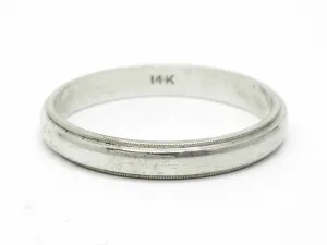 Men's 3mm Wide Milgrain Edge Wedding Band 14k White Gold Size 11
