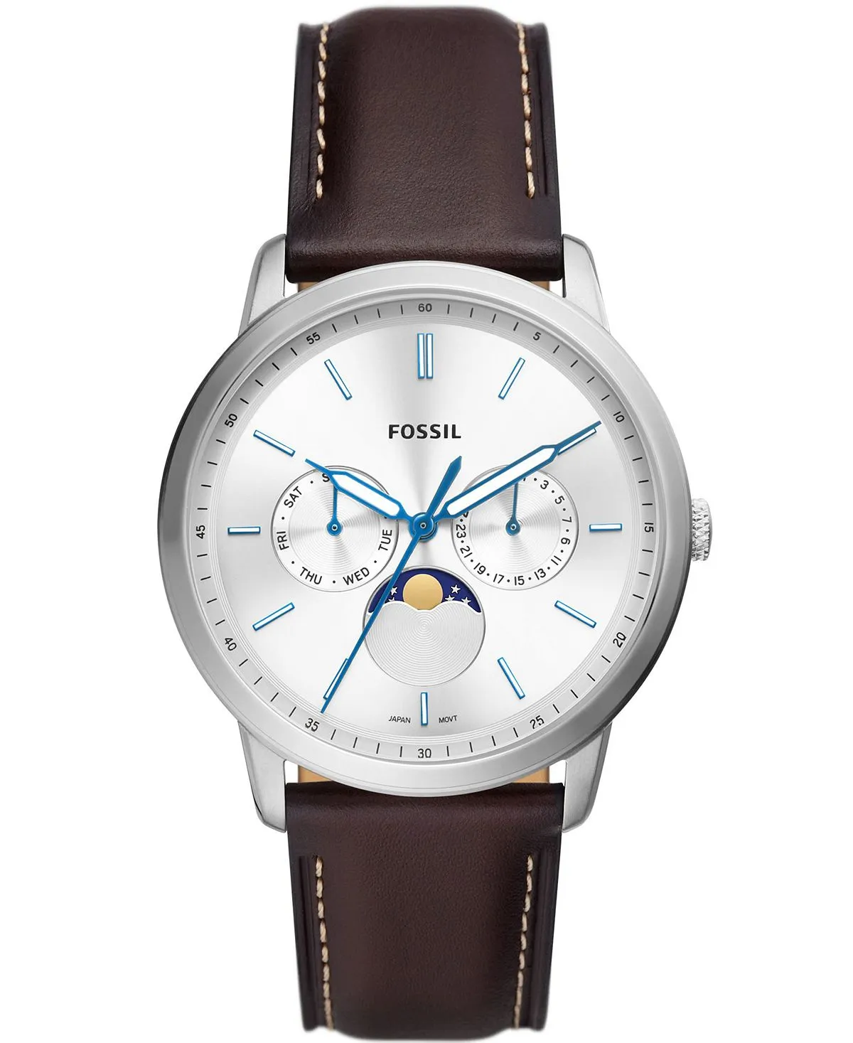 Men's watch with neutral brown leather strap, 42 mm Fossil
