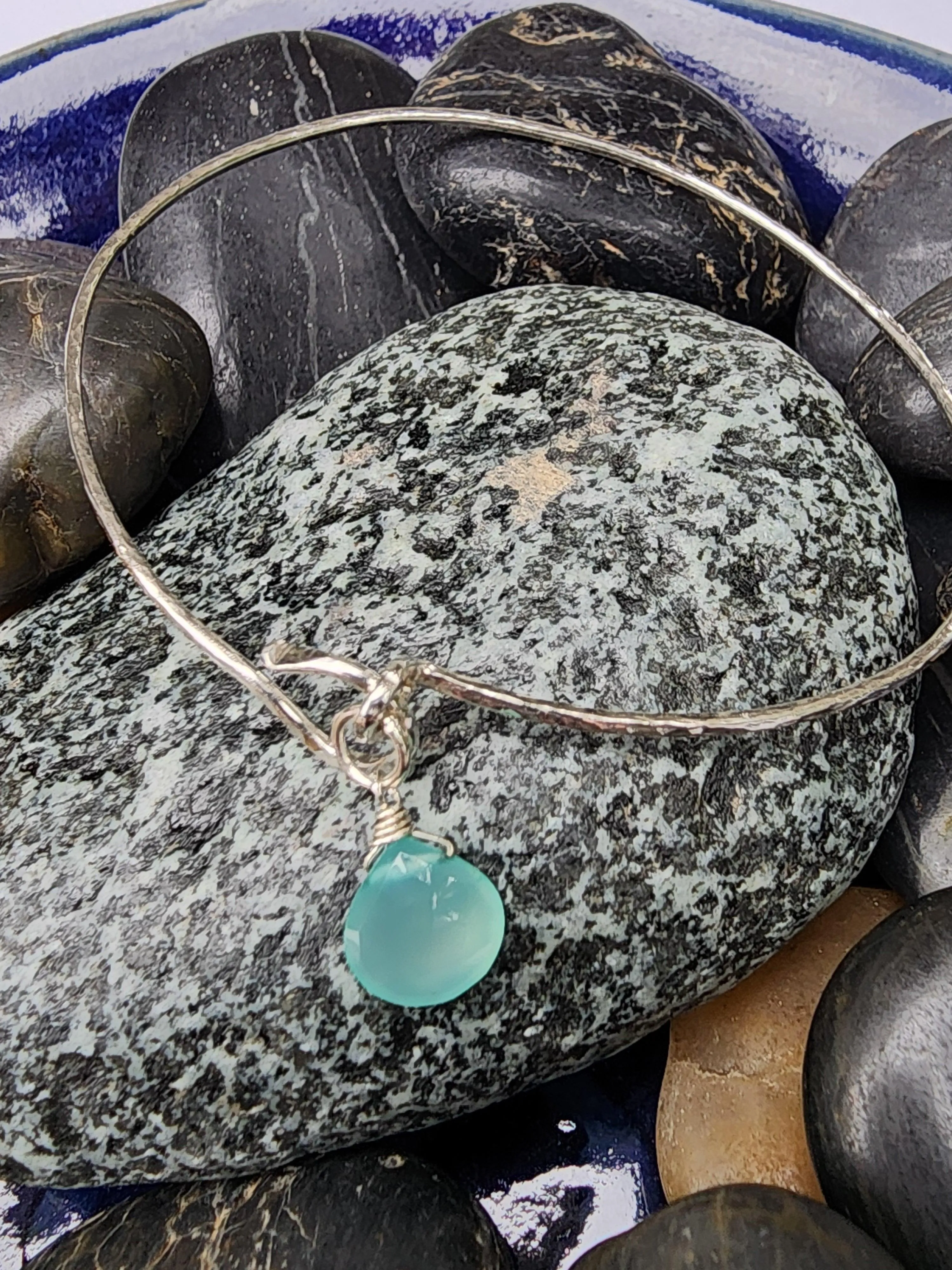 Minimalist gemstone bangle