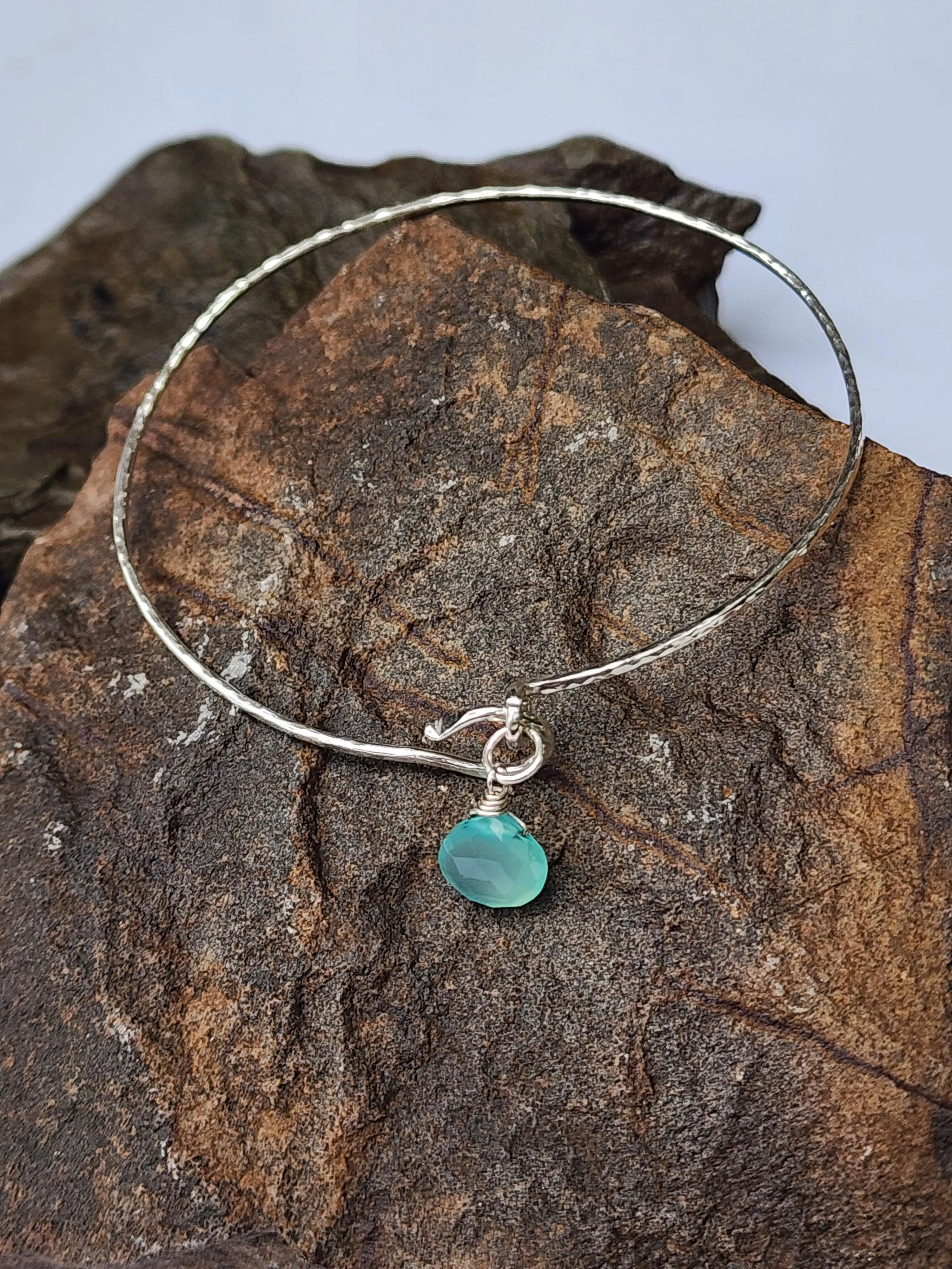 Minimalist gemstone bangle