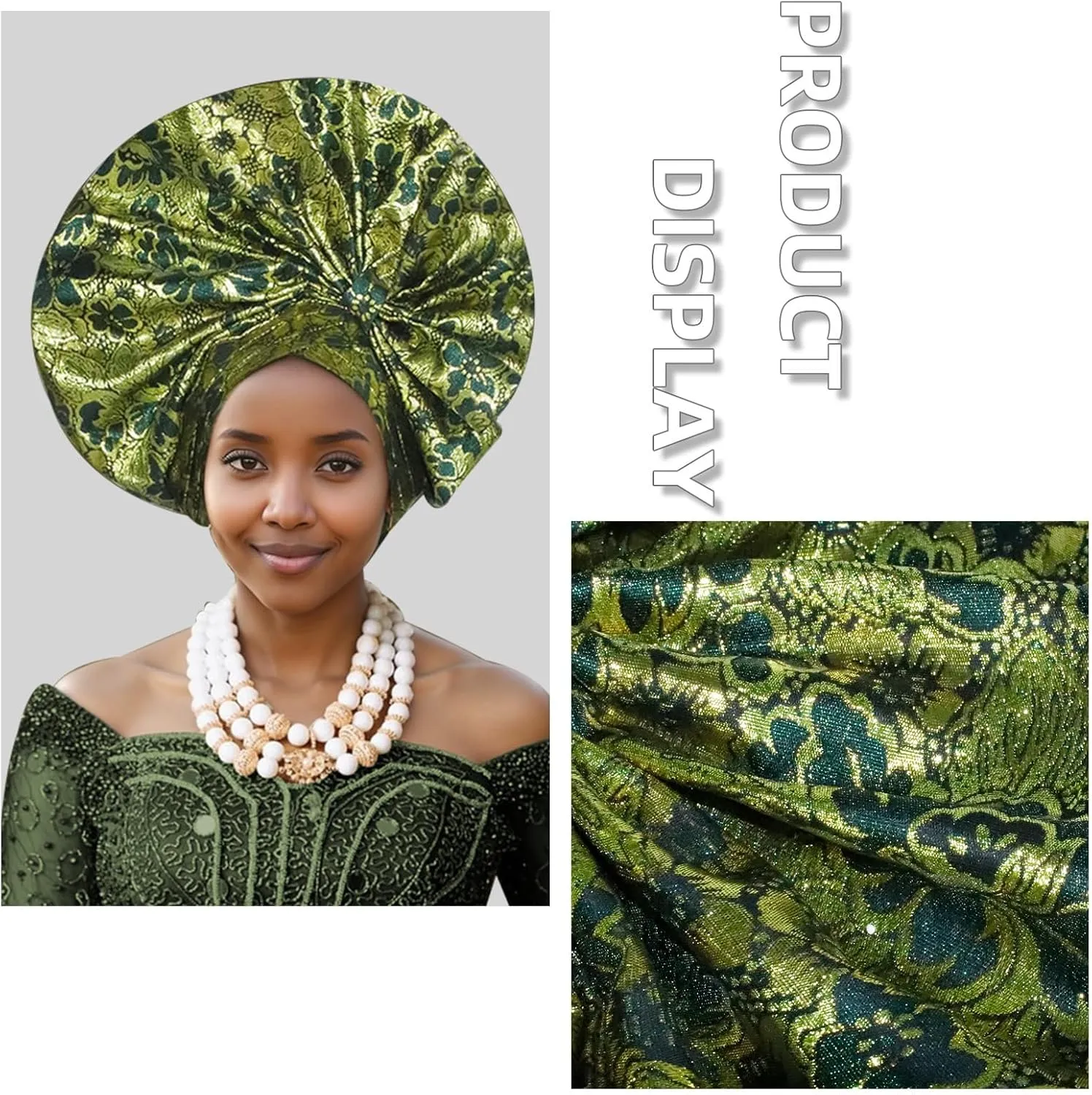 Nigerian hat Handmade Brocade Folding Fan Gorgeous African Women's Headscarf hat, Suitable for Wedding Parties