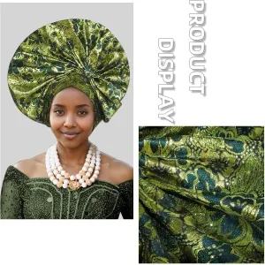 Nigerian hat Handmade Brocade Folding Fan Gorgeous African Women's Headscarf hat, Suitable for Wedding Parties