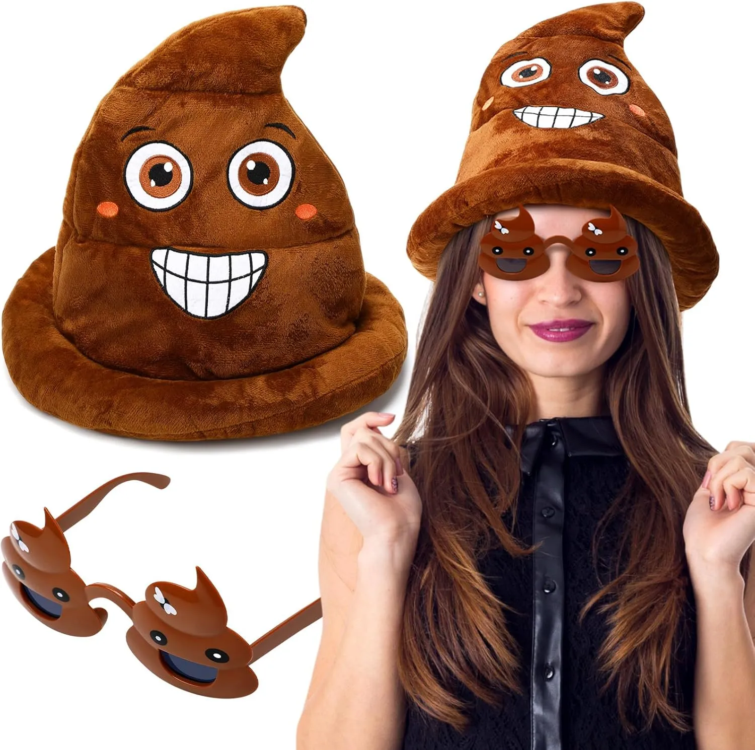 Novelty Poop Costume Hat for Adults, Includes 1 Pcs Hat and 1 Pcs Sunglasses Funny Ice cream Headwear for Cosplay Party