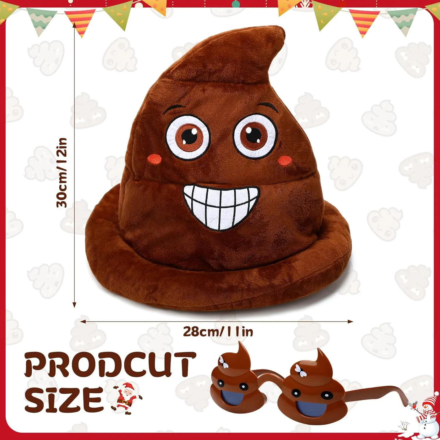 Novelty Poop Costume Hat for Adults, Includes 1 Pcs Hat and 1 Pcs Sunglasses Funny Ice cream Headwear for Cosplay Party