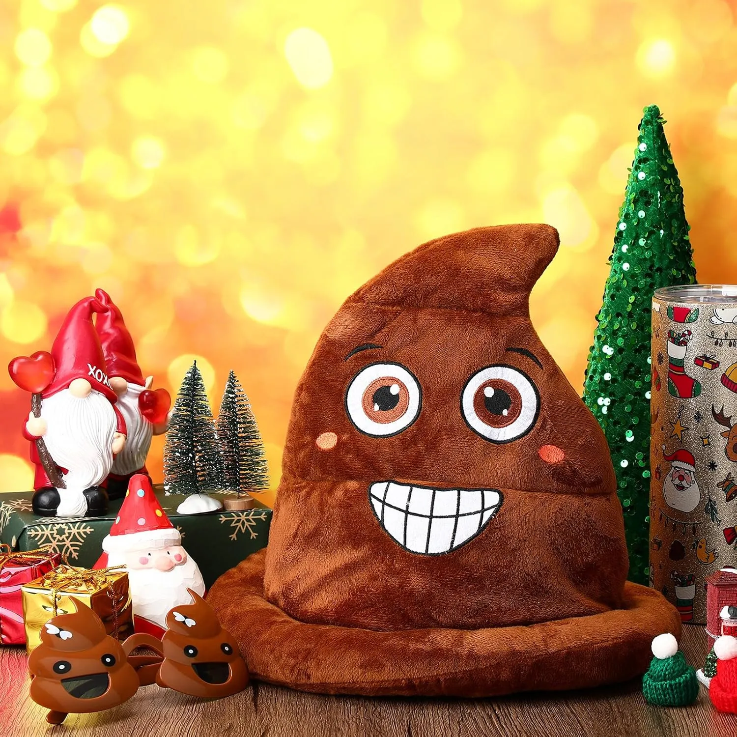 Novelty Poop Costume Hat for Adults, Includes 1 Pcs Hat and 1 Pcs Sunglasses Funny Ice cream Headwear for Cosplay Party