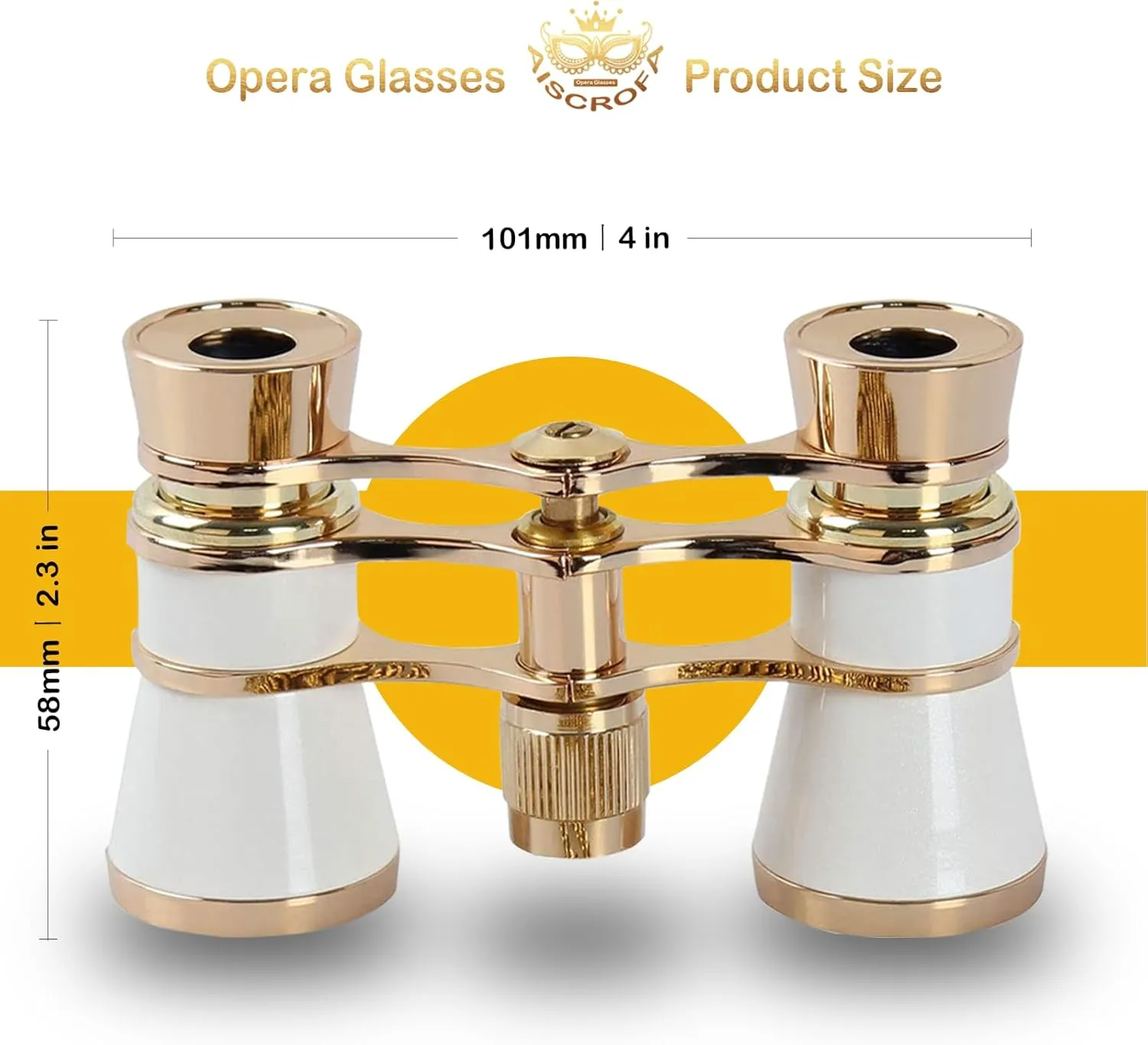 Opera Glasses Binoculars 3X25,Mini Binocular Compact Lightweight,with Chain for Adults Kids Women in Musical Concert (White with Chain)